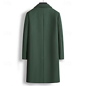 billiga Trenchcoat för män-Herr Rock Trenchcoat Lång trenchcoat Dagligen Semester Höst vinter Polyester Vindtät Mjuk Ytterkläder Kläder Mode Klassisk Slät Ficka Kavajslag Dubbelknäppt