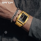 abordables Montres numériques-SANDA Hommes Montre Digitale Extérieur Mode Décontractée Montre Bracelet Lumineux Chronomètre Fonction réveille Calendrier Gel de Silicone Bracelet en acier inoxydable Suivre