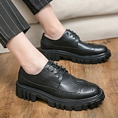 levne Formální-pánská robustní podrážka hnědé boty z umělé kůže – stylový vintage oxford design s odolným běhounem pro běžné i formální nošení