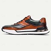 economico Scarpe da ginnastica in pelle premium-sneakers da uomo in pelle di vacchetta di alta qualità – scarpe casual vintage con lacci e design a blocchi di colore per tutti i giorni e per la moda