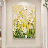 cheap Floral/Botanical Paintings-Large Flower Landscape Oil Painting On Canvas Pastel Floral Painting Spring Flower Scenery Painting Large Wall Art Living Room Decor Colorful floral Oil Painting Large Wall Art flower oil painting