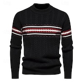 preiswerte Herrenpullover-Herren Pullover Strickpullover Pullover mit Fair-Isle-Muster Gerippt Gedrehtes Stricken Standard Strick Farbblock Rundhalsausschnitt Modisch Basic Freizeitskleidung Verabredung Bekleidung Herbst
