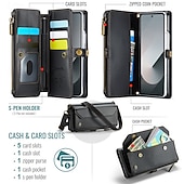 baratos Capa Samsung-telefone Capinha Para Dobra Z 6 Z Fold 5 Z Fold 4 Z Fold 3 Capa para Cartão Wallet Com Suporte Magnética Zíper Retro TPU PC