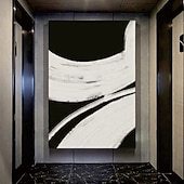 preiswerte Stillleben-Gemälde-Wabi Sabi Kunstwerk handgemachtes abstraktes weiß-schwarzes Ölgemälde 2er-Set blau-beige Strukturwandkunst große Wandkunst modernes Strukturgemälde auf Leinwand Mode Wohnzimmer Wanddekoration