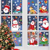 abordables Etiqueta engomada-Pegatinas navideñas para ventanas, pegatinas estáticas extraíbles para decoración navideña, pegatinas de PVC de color blanco puro, juego de calcomanías extraíbles de tamaño pequeño para decoraciones