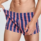 abordables Bóxer de hombre-Hombre 1 pc Boxer Boxers Cintura elástica 100% Algodón Transpirable Suave Cómodo Raya Tiro Medio Blanco Amarillo