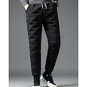 abordables pantalons décontractés-Men's Sherpa Fleece Pants Sweatpants Joggers Trousers Pocket Drawstring Elastic Waist Plain Comfort Warm Sports Outdoor Daily Fashion Casual Black 1# Black Micro-elastic