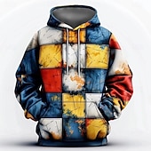economico Schema Geometrico-Per uomo Quadri Felpe con cappuccio Felpa Moda Cool Manica Lunga Girocollo Ferie Uscire Abbigliamento casual alla moda Arcobaleno Coulisse Autunno Inverno progettista