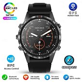 abordables Relojes inteligentes-Reloj inteligente gt45 para hombre, con bluetooth, llamadas, deportes al aire libre, asistente de voz, brújula, monitoreo de salud, rastreador de actividad física, reloj inteligente
