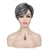 abordables perruque plus âgée-perruque courte pour femme en cheveux synthétiques superposés résistants à la chaleur pour une utilisation quotidienne en soirée
