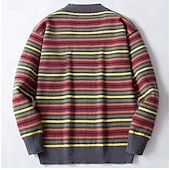 preiswerte Herrenpullover-Herren Pullover Gestreifter Pulli Weihnachtspullover Gerippt Grobstricken Stricken Klassisch Regenbogen Rundhalsausschnitt Weihnachten Strickware Weihnachten Heim Bekleidung Herbst Winter Rote M L XL