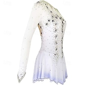 abordables Robes de Patinage Artistique-Figure Skating Dress Women's Girls' Ice Skating Dress Blue White Red High Elasticity Training Competition Skating Wear Classic Crystal / Rhinestone Long Sleeve Ice Skating Figure Skating