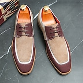 abordables Semi-formel-chaussures oxford à lacets de style vintage pour hommes – design en toile bicolore et similicuir pour une tenue formelle et décontractée