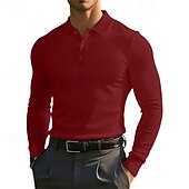 cheap Men&#039;s Classic Polo-Men&#039;s Corduroy Shirt Golf Shirt Work Casual Lapel Long Sleeve Basic Modern Solid Color Buttons Spring &amp;  Fall Regular Fit Wine Black White Yellow Sky Blue Light Grey Corduroy Shirt
