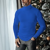voordelige basis t-shirts-Voor heren T-shirt Coltrui Shirt met lange mouwen Lange mouw Opstaand Herfst winter Effen Lichtgewicht Klassiek Casual Klassiek Buiten Casual Sport Zwart Wit Grijs Top T-shirt voor mannen