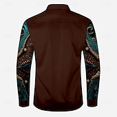 economico camicie western da uomo-Per uomo Floreale Camicia Western Camicia da cowboy Manica Lunga Western Sport Primavera Autunno Collo ripiegato Patchwork Giallo Rosso Marrone Verde Grigio