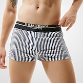 economico Boxer da uomo-Per uomo 1 pc Boxer Vita elastica 50% cotone Traspirante Morbido Comodo Banda A vita medio-alta Nero Rosso
