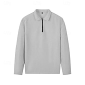 halpa Loma-Miesten Vohveli poolopaidat Quarter Zip Polo Päivittäin Pyhäpäivä Neljänneksen postinumero Pitkähihainen Muoti Moderni Tavallinen 2-osainen 봄 &amp; Syksy Normaali Musta Valkoinen Sininen Khaki Vaalean