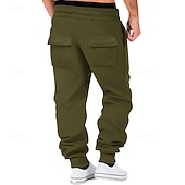 baratos Carga-Homens Calça esportiva Calças Esportivas Corredor Calças Calça de moletom cargo Bolsos Com Cordão Cintura elástica Tecido Conforto Esportes Diário Moda Casual Preto Verde Tropa Micro-Elástica
