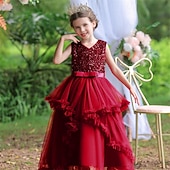 levne Párty šaty-Děti Dívčí Šaty na párty Pevná barva Bez rukávů Výkon Vánoce Narozeniny Kravatový uzel Krásná Sladký Polyester Maxi Šaty na párty Swingové šaty Áčkové šaty Léto 4-12 let Světlá růžová Fialov