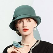baratos Chapéu de Festa-chapéus 100% lã chapéu coco / cloche chapéu balde chapéu fedora chá de casamento elegante casamento com laço cor pura chapéu chapéu