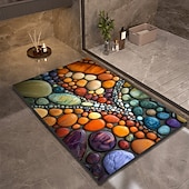 cheap Mats &amp; Rugs-Pebble Bathroom Rug, Polyester Rectangle Door Mat, Super Absorbent, Non-Slip, Easy-to-Clean, Stain-Resistant Bath Mat