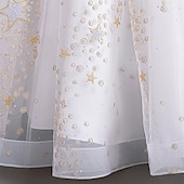 billige Blomsterkjoler-Blomsterpikekjole Barn Jente Prinsesse kjole Ytelse Bryllup Fest Elegant Vakker Paljetter Netting Helfarge Kortermet V-hals Hvit Rød 4 år +