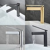 economico Rubinetti per lavandino bagno-rubinetto per bagno rubinetto per lavabo in ottone spazzolato oro miscelatore rubinetto per lavabo rubinetto per lavabo maniglia singola rubinetto per lavabo caldo freddo