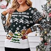 お買い得  醜いクリスマスセーター-クリスマスツリー 醜いクリスマスセーター Pullover ジャンパー 女性用 クリスマス アイデア おかしい ニット ライトアップ パターン 大人 クリスマス 新年 クリスマス・イブ クリスマス パーティー 上着