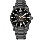 economico Orologi al quarzo-1 pz nuovo acciaio inossidabile con orologio da uomo digitale calendario settimanale display moda tendenza vita viaggio luminescente tempo libero sport affari orologio regalo di compleanno regalo di