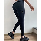 abordables Leggings et collants de yoga-Femmes Pantalon de yoga Leggings de yoga Poches multiples Taille haute Pilates Entraînement en salle Entraînement Collants Couleur Unie Noir gris foncé Vert Automne Des sports Tenues de Sport