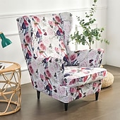 cheap Wingback Chair Cover-Stretch Printed Wingback Chair Cover Armchair Cover Durable and Elastic Slipcover with Stylish Print Design Perfect for Protecting and Refreshing Your Wingback Chair Ideal for Home Decor