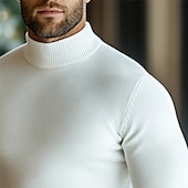 abordables Pull col rond-Homme Pull Pull en tricot A côtes Tricoter Normal Tricoté Plein Col Roulé Mode Décontractées Usage quotidien Rendez-vous Vêtement Tenue Automne hiver Noir Blanche S M L