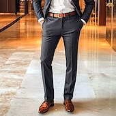 cheap Slim-Men&#039;s Dress Pants Trousers Slacks Suit Pants Pocket Plain Comfort Breathable Wedding Outdoor Daily Fashion Casual Black Khaki