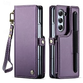 economico Cover Samsung-telefono Custodia Per Piegatura a Z 7 Z Fold 6 Copertura Posteriore Custodia Portafoglio con Supporto Con Cinturino da Polso con portapenne Retrò TPU PC