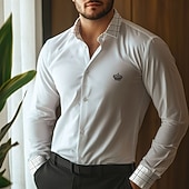 cheap Men&#039;s Dress Shirts-Men&#039;s Tiaras &amp; Crowns Dress Shirt Button Up Shirt Long Sleeve Business Casual Formal Daily Holiday Fall Winter Spring &amp; Summer Collared Shirts Button Up 3D Print Light Blue White Pink