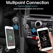 abordables Kit de Bluetooth/manos libres para coche-Receptor Bluetooth 5.0 para automóvil, adaptador auxiliar Bluetooth con cancelación de ruido, receptor de música Bluetooth para estéreo doméstico/auriculares con cable/llamadas manos libres, duración