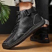 economico Stivaletti alla caviglia-stivaletti casual da uomo in similpelle marrone - design con lacci, cinturino regolabile e suola antiscivolo per il comfort quotidiano