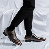 baratos Formal-sapatos oxford masculinos bronze metálico com padrão de crocodilo e detalhes perfurados - calçados formais elegantes para casamentos, festas e eventos empresariais