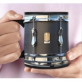 halpa Mukit ja kupit-musta vintage rumpumuki, hauskat rumpulahjat, joululahja rumpalille, rumpali kahvikuppi, rumpali isä, rumpaliveli rumpulahjat, rummut 11oz