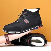 baratos Ténis para Homem-tênis casuais masculinos forrados e quentes de inverno – sapatos de cano alto com cadarço à prova d&#039;água e forro de pelúcia, sola antiderrapante, ideal para atividades ao ar livre e clima frio
