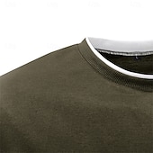 cheap Basic T shirts-Men&#039;s T Shirt Oversized Shirt Tee Top Long Sleeve Shirt Long Sleeve Crew Neck Spring &amp;  Fall Solid Color Daily Casual Street Style Fake two piece Rib Hem Outdoor Street Causal Black Gray Wine Top Tee