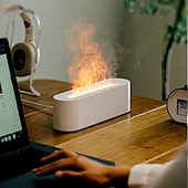 cheap Humidifiers &amp; Dehumidifiers-Aroma Diffuser Humidifier Fireplace Flame Diffuser Aromatherapy Essential Oil Diffuser USB Simulated Flame Diffuser 150mL ABS