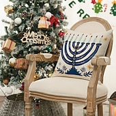 baratos Capa de almofada de férias-Capa de almofada decorativa feliz hanukkah 4 peças, capa de almofada quadrada macia, fronha para quarto, sala de estar, sofá, cadeira
