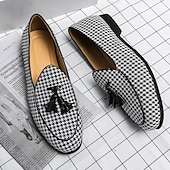 preiswerte Lässig-elegante Herren-Loafer mit Hahnentrittmuster und Quaste - perfekt für Hochzeiten und Partys