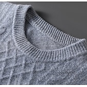abordables Suéteres y Cárdigans Elite para Hombres-Hombre Jersey Jacquard Tejer Jacquard Color sólido Cuello Barco Prendas de punto Elegante Navidad Regalos de Navidad Ropa Otoño Invierno Azul Marino Azul Real S M L