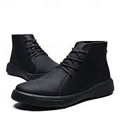 abordables Bottines-bottines décontractées en similicuir pour hommes avec design à lacets, semelle antidérapante confortable, parfaites pour un usage quotidien et des activités de plein air
