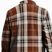 halpa miesten paita takki-Miesten Skottiruutukuvio Fleece-paita Paidan takki Päällyspaita Pitkähihainen Vintage Vapaa-aika ulko- Katu Arki-asut Syystalvi Sänkyjen avaus Kauluspaidat Napit 3D-tulostus 2 taskua Tumman ruskea