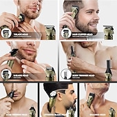 economico Rasatura e depilazione-8 in 1 regolabarba per uomo zero gapped trimmer grooming kit rasoi uomo per la rasatura viso baffi, corpo naso peli trimmer cordless con supporto
