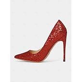 economico Festa Notturna-tacchi a spillo sexy con glitter rossi da donna – eleganti décolleté a punta per feste, matrimoni e occasioni speciali